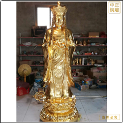 純銅貼金地藏菩薩站像