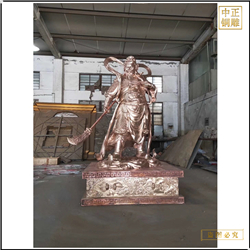 銅雕貼金韋陀佛像