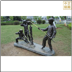 放(fàng)鞭炮人物(wù)銅雕塑