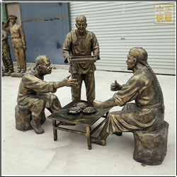 古代猜拳人物(wù)銅雕塑