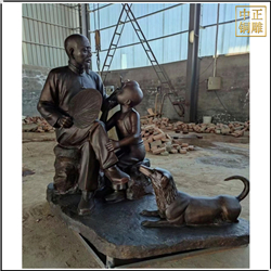 祖孫乘涼人物(wù)銅雕塑