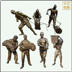 各種農耕人物(wù)銅雕塑