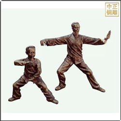 祖孫打太極人物(wù)銅雕塑