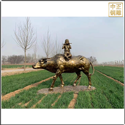 牧童騎牛銅雕塑