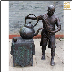 倒茶人物(wù)銅雕塑