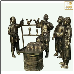 古代吹糖人銅雕塑