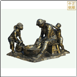 洗衣服人物(wù)銅雕塑定制