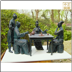 園林古代喝(hē)茶情景人物(wù)雕塑