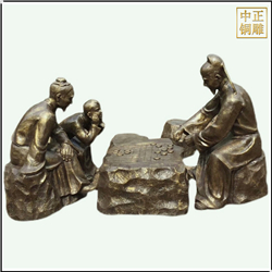 古代人物(wù)下(xià)象棋銅雕塑